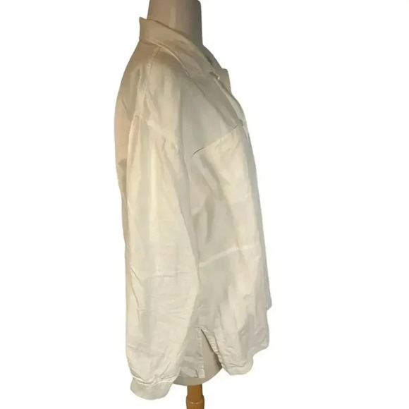 Merona Linen Button Down Long Sleeve Women's White Shirt Size Medium Casual - Picture 5 of 12
